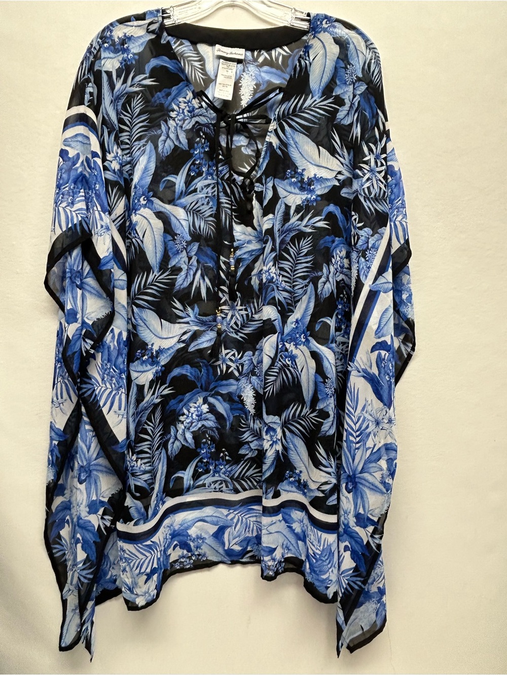 Blue Floral Tie-Neck women’s swimsuit beach cover up